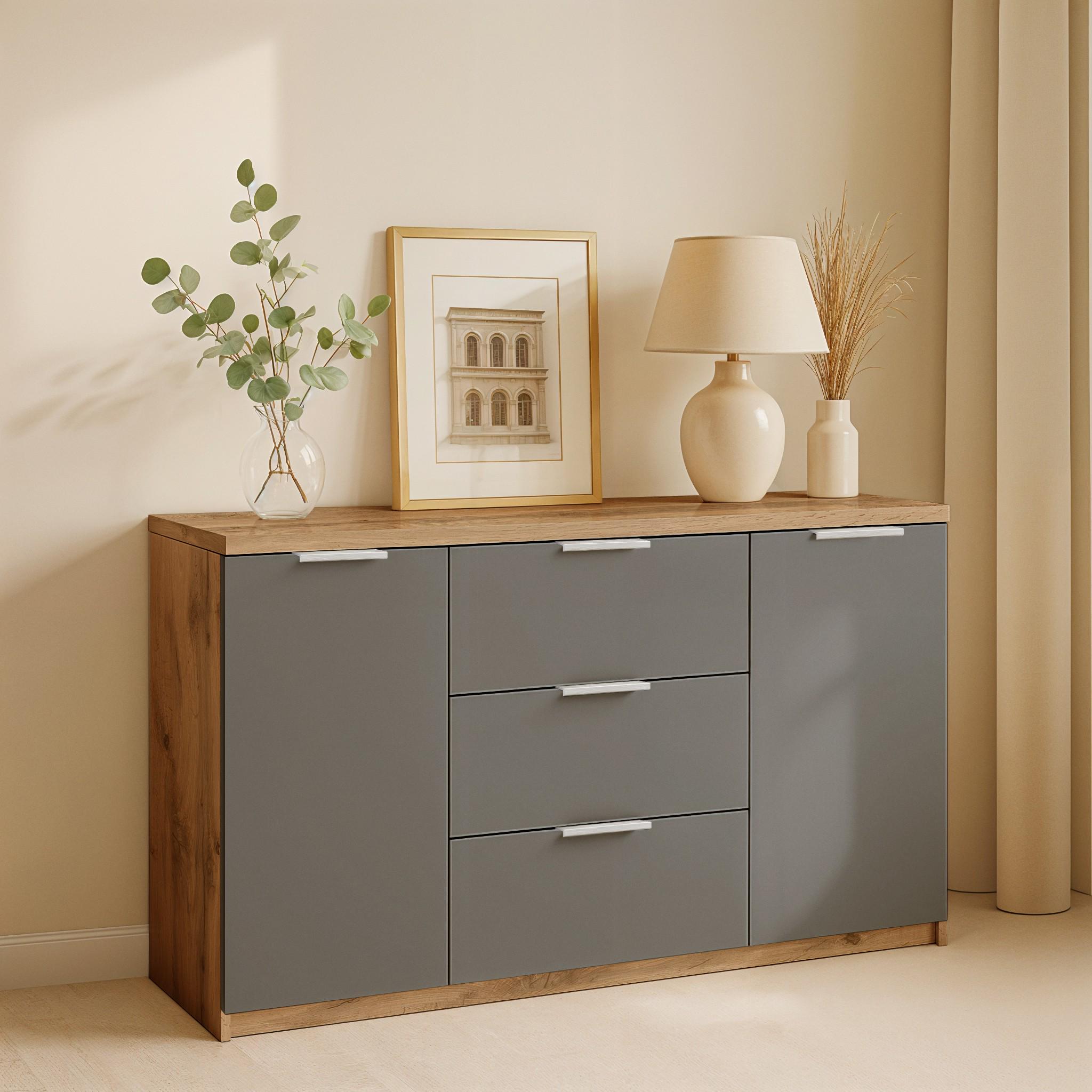 Комод Komfort 1300х450х850 мм Дуб Аппалачі/Антрацит - фото 1 Комод Komfort 1300х450х850 мм Дуб Аппалачі/Антрацит - фото 1