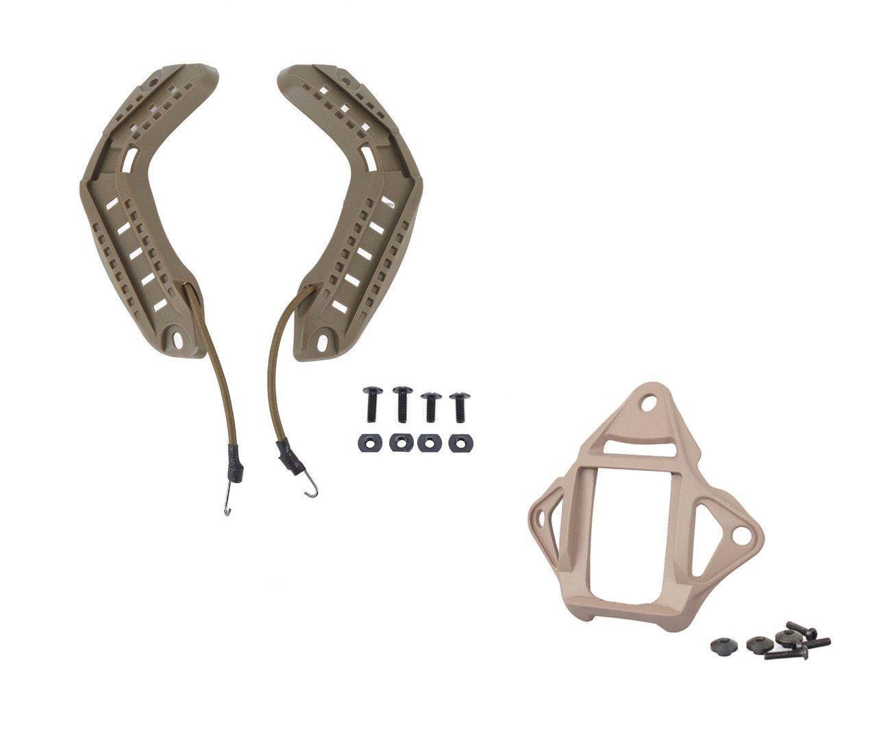 Комплект для шлема боковые рейки ARC и шрауд платформа для ПНБ ударопрочный пластик резинки шоккорды болты и крепления для FAST TOR MICH Койот (43)