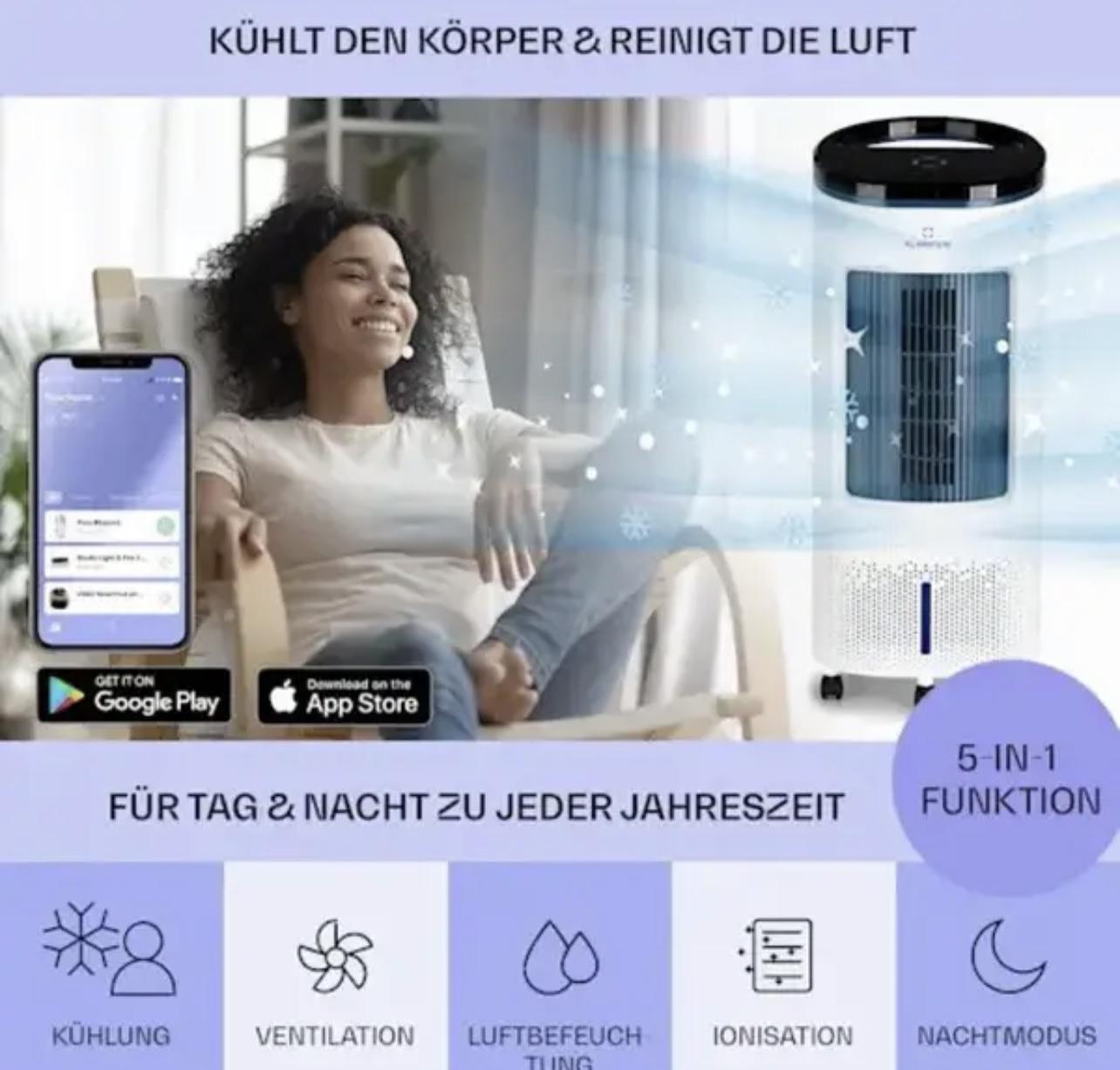 Вентилятор KLARSTEIN IceWind Plus Smart 4в1 330 м3/час (10040209) - фото 4