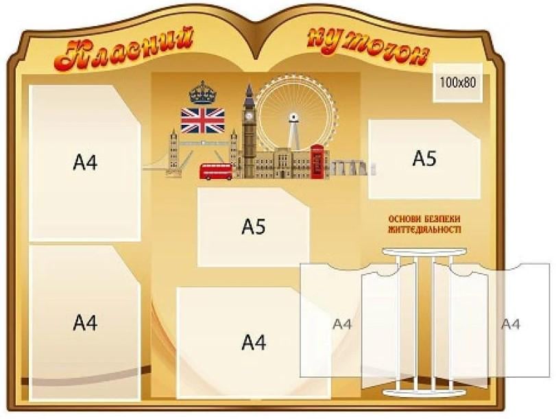 Стенд "Класний куточок" англійський кабінет з кишенями A4/A5 (533890)