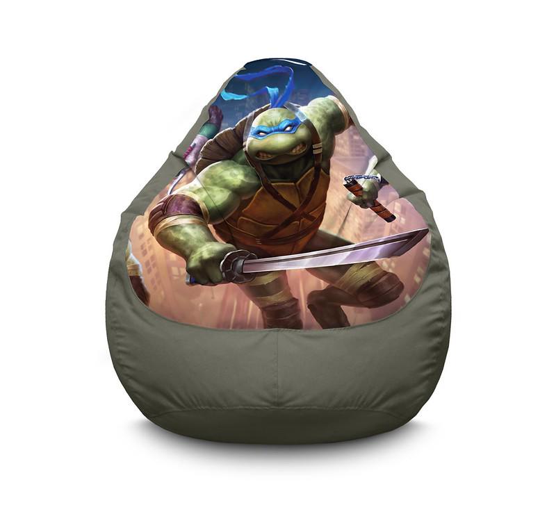 Крісло мішок Ninja Turtles Angry Leonardo Оксфорд XL 80х110 см Сірий