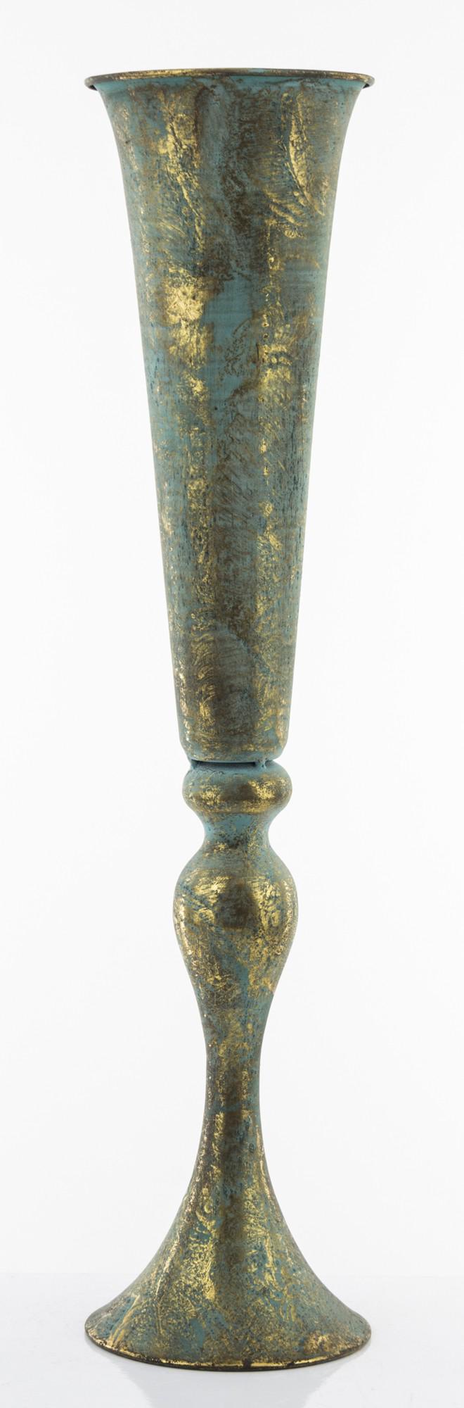 Ваза металлическая с искусственным патинированием на поверхности металла 56,5x13x13 см (142391)