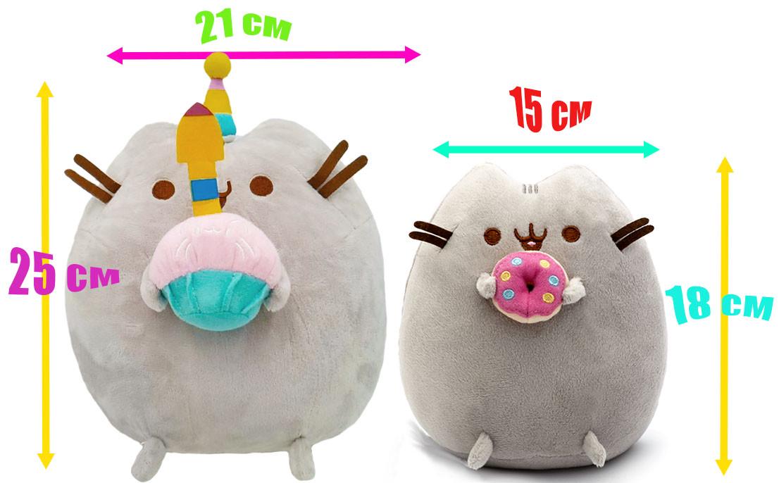 Іграшка м'яка Pusheen cat S&T з кексом і пончиком 21х25 см/18х15 см Сірий (n-9987) - фото 2