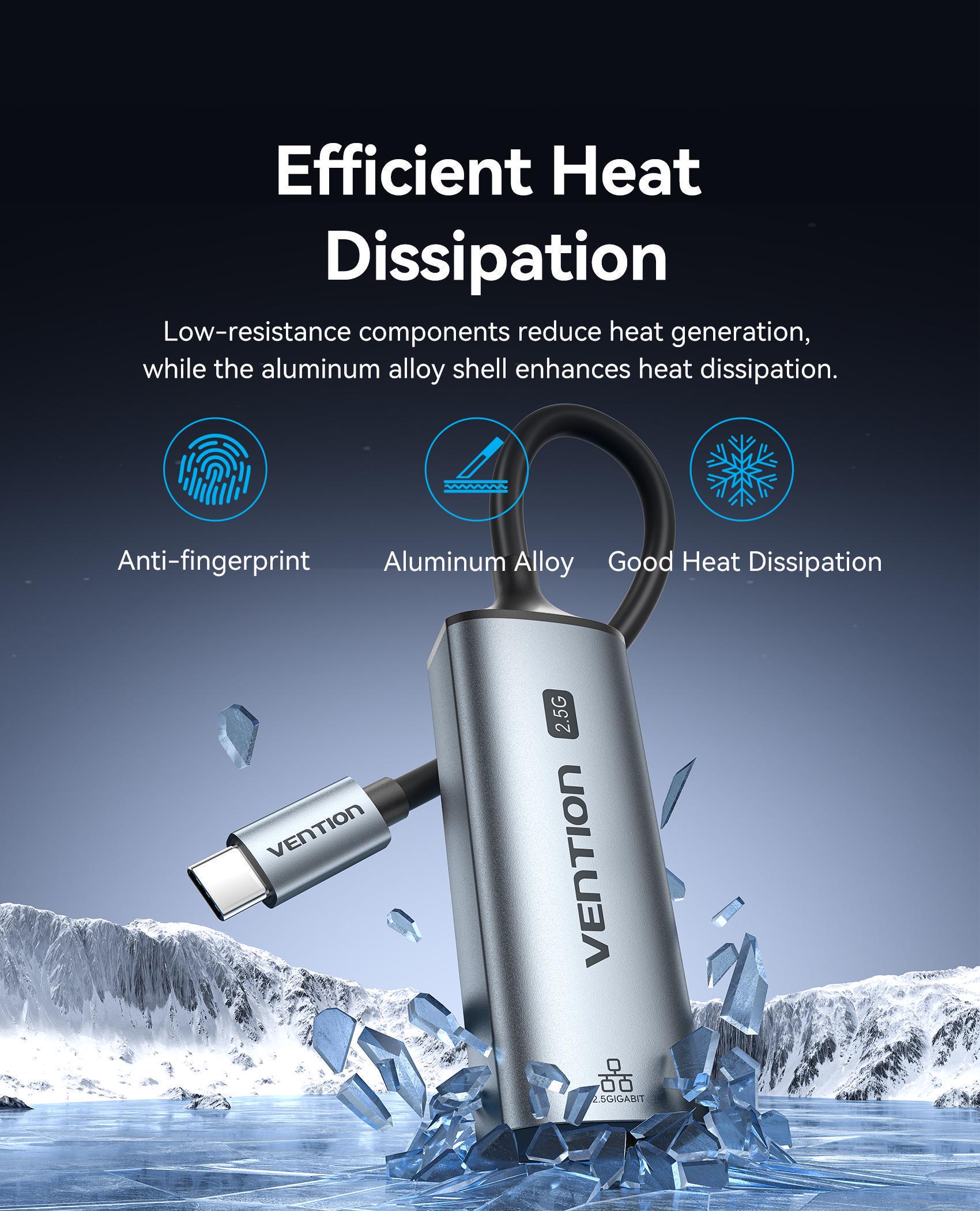 Адаптер USB-C Vention 2.5 гбит/с алюминиевый 0.15 м Серый (CFTHB) - фото 9