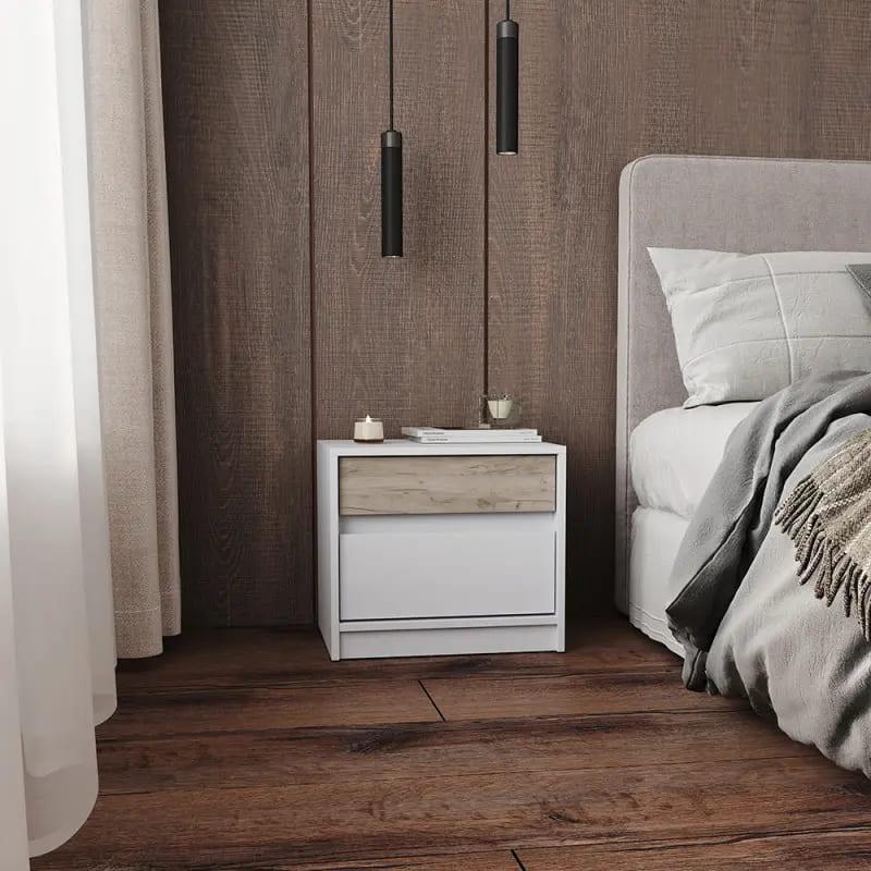 Тумба прикроватная Еверест Стайл-500 50,2х39х44,2 см Нимфея Альба /Дуб краф серый (DTM-071161)