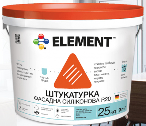 Штукатурка фасадная силиконовая Element R20 25 кг (27709969)