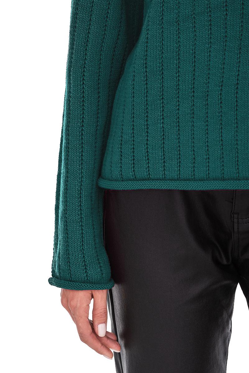 Джемпер с воротником-стойкой  SVTR р. 42-44 Темно зеленый (557) - фото 8