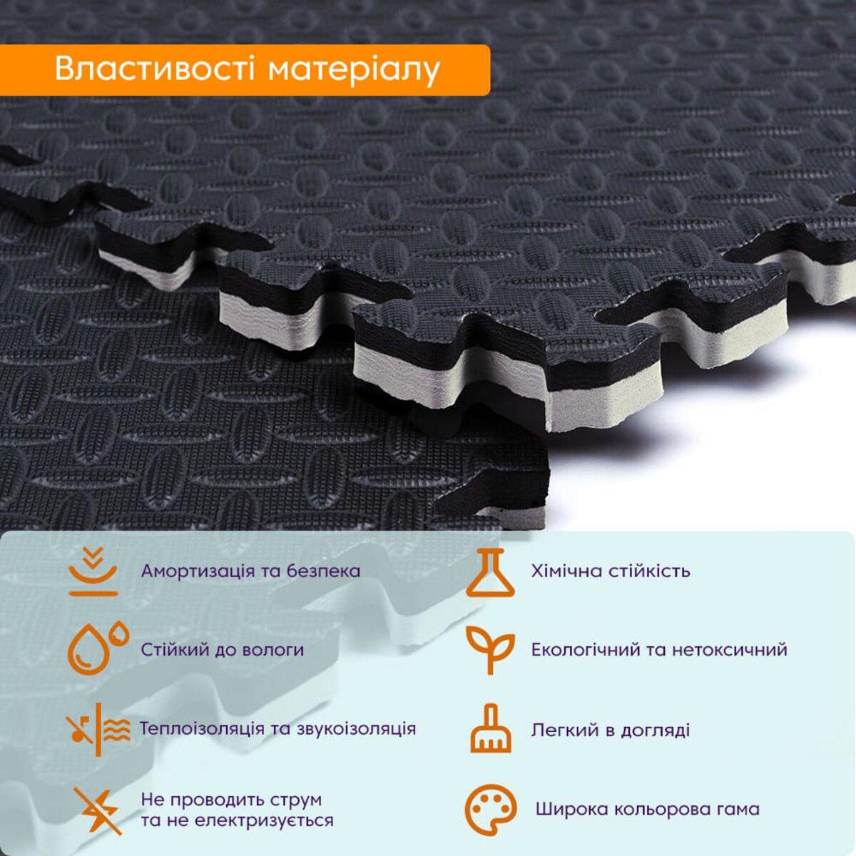 Напольное покрытие модульное Sticker Wall SW-00001843 двухстороннее 600x600x20 мм Grey/Black (991943846) - фото 3