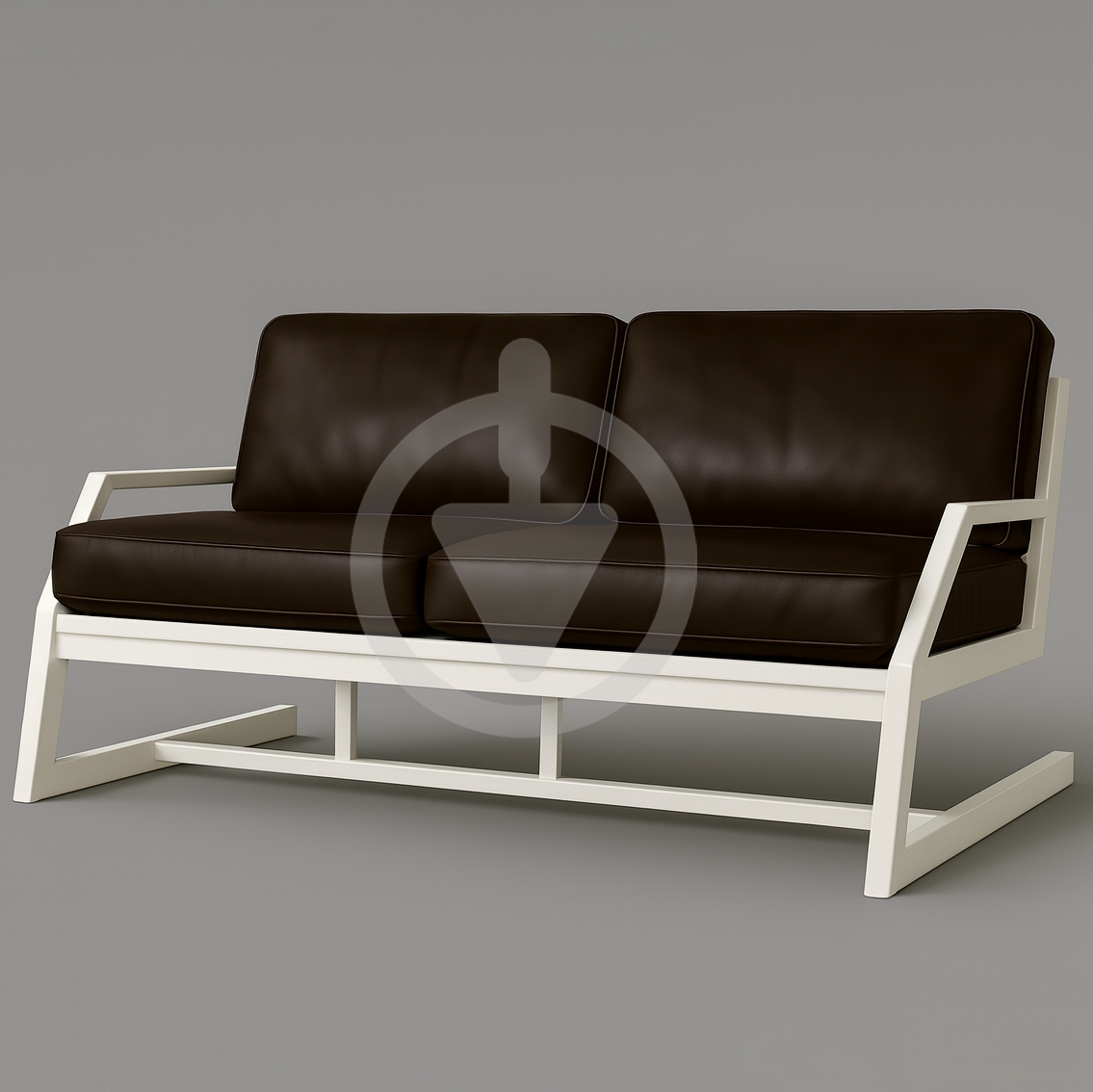 Диван металевий AVVS tech Атлас вуличний лофт екошкіра з підлокотниками 126 см Коричневий/Білий (30222757) - фото 1