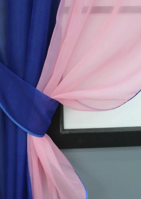 Шторки на кухню шифон 265х170 см Синий/Розовый (017к) - фото 3 Шторки на кухню шифон 265х170 см Синий/Розовый (017к) - фото 3