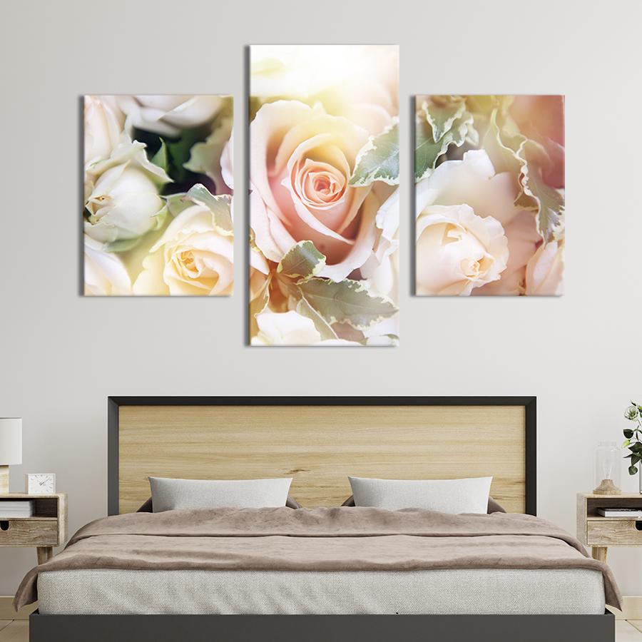 Модульная картина на холсте Триптих Нежный букет роз 66x40 см (250-32)