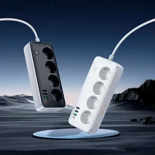 Удлинитель сетевой Hoco AC22 Sunlight 4-bit Desktop Socket White (PD30W/1C3A) - фото 4