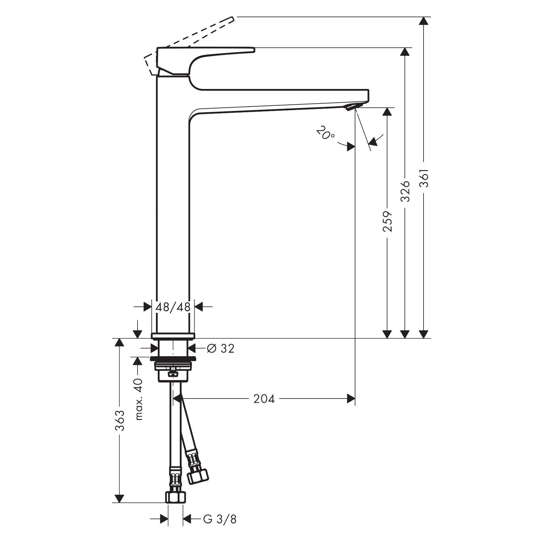 Змішувач для умивальника Hansgrohe METROPOL 32512670 високий одноважільний Чорний (72556) - фото 2