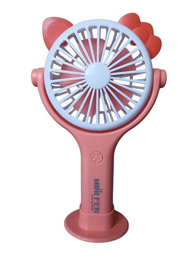 Вентилятор ручной аккумуляторный Mini Fan CS092-2 с ушками подставкой подсветкой и USB-зарядкой Оранжевый (11293042)