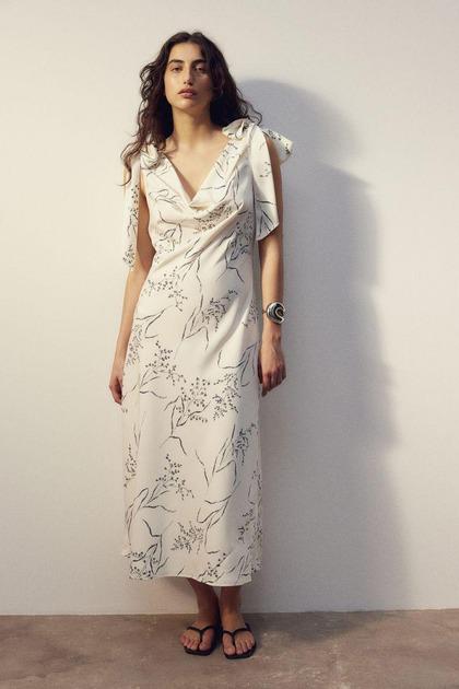 Платье H&M 1222946П с цветами M Бело-Черный (1111109408626)