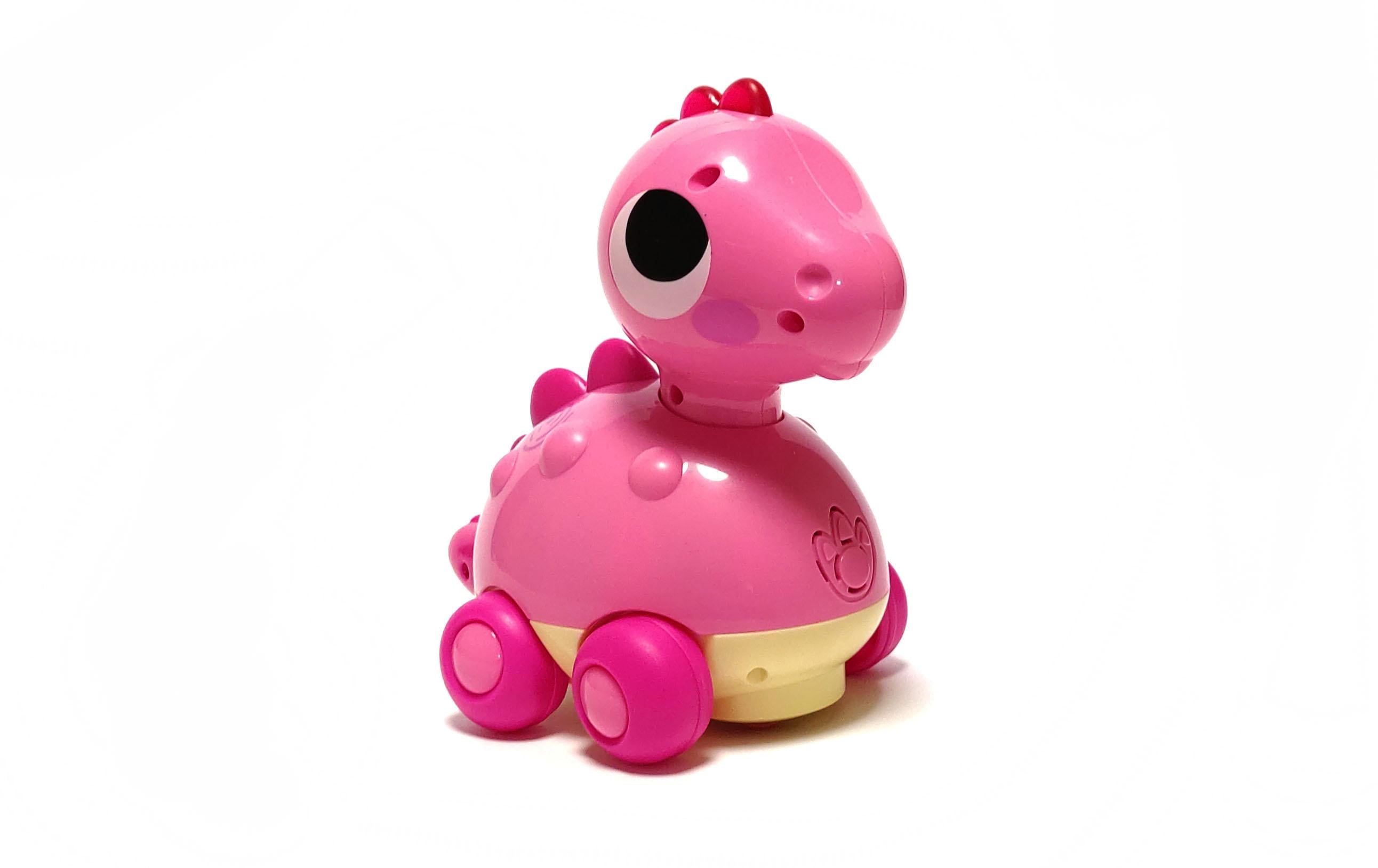 Каталка динозаврик Jia Jue Toys електронна музична з підсвічуванням 18х12 см Рожевий (91530roz)