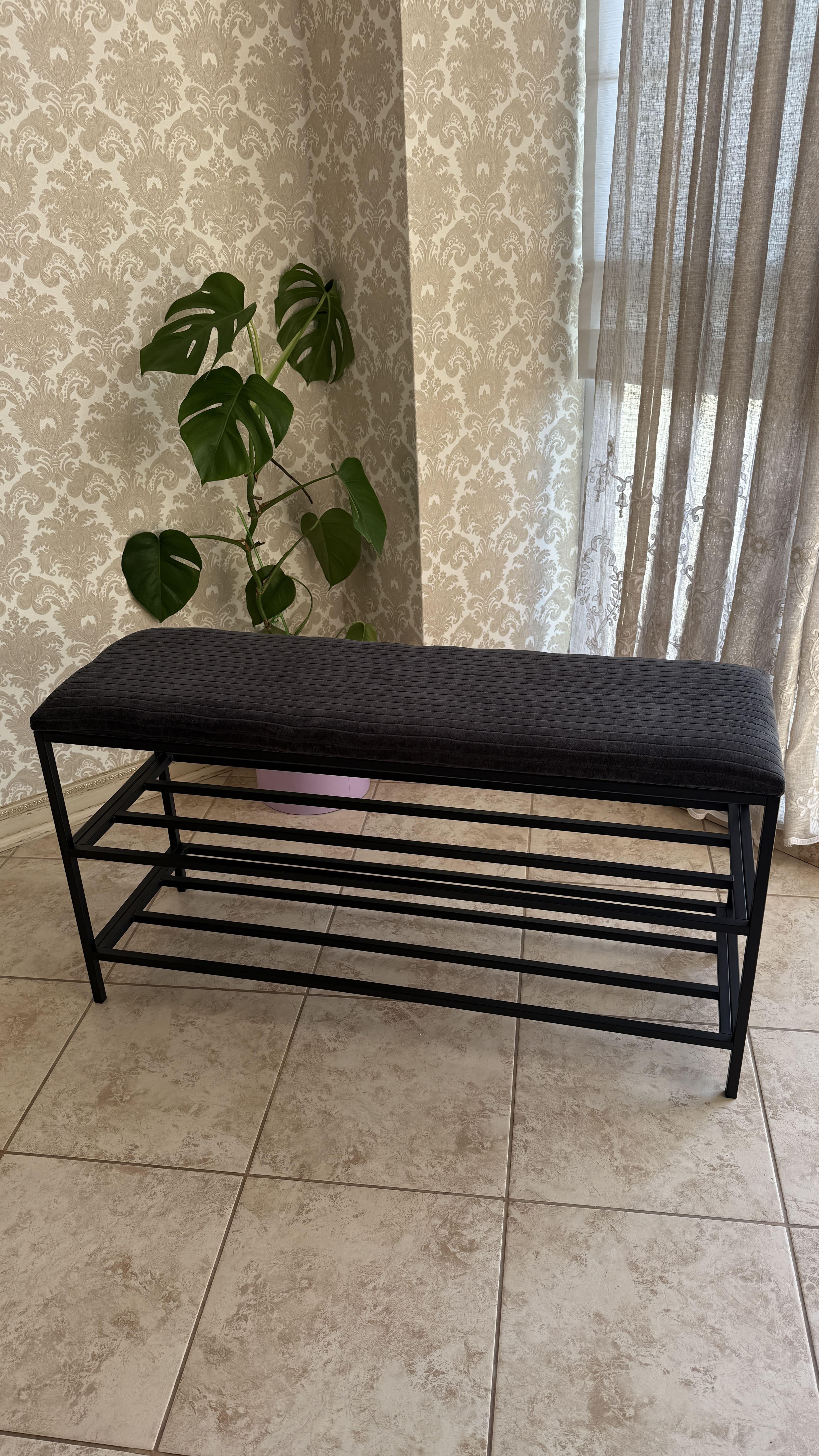 Банкетка вильветовая антикоготь 100 см Темно-серый (1453465)