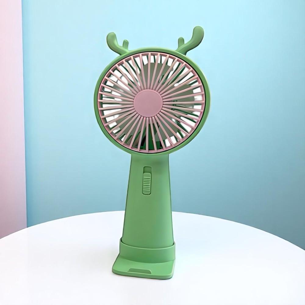 Вентилятор портативний Оленя з ріжками на акумуляторі та USB Зелений (51-зел-39559) - фото 4 Вентилятор портативний Оленя з ріжками на акумуляторі та USB Зелений (51-зел-39559) - фото 4