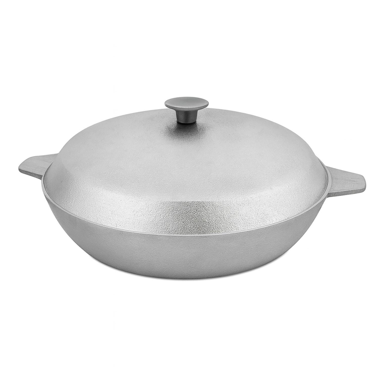 Сковорода алюминиевая с крышкой и литыми ручками Ø 29,4 см