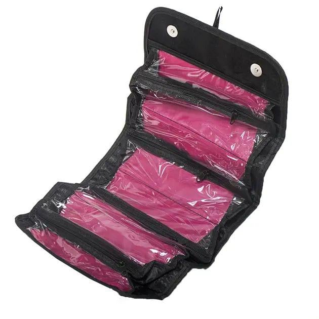 Органайзер для косметики Roll-N-Go непромокаемый 4 отсека с застежкой молнией/магнитами и кольцом для подвеса