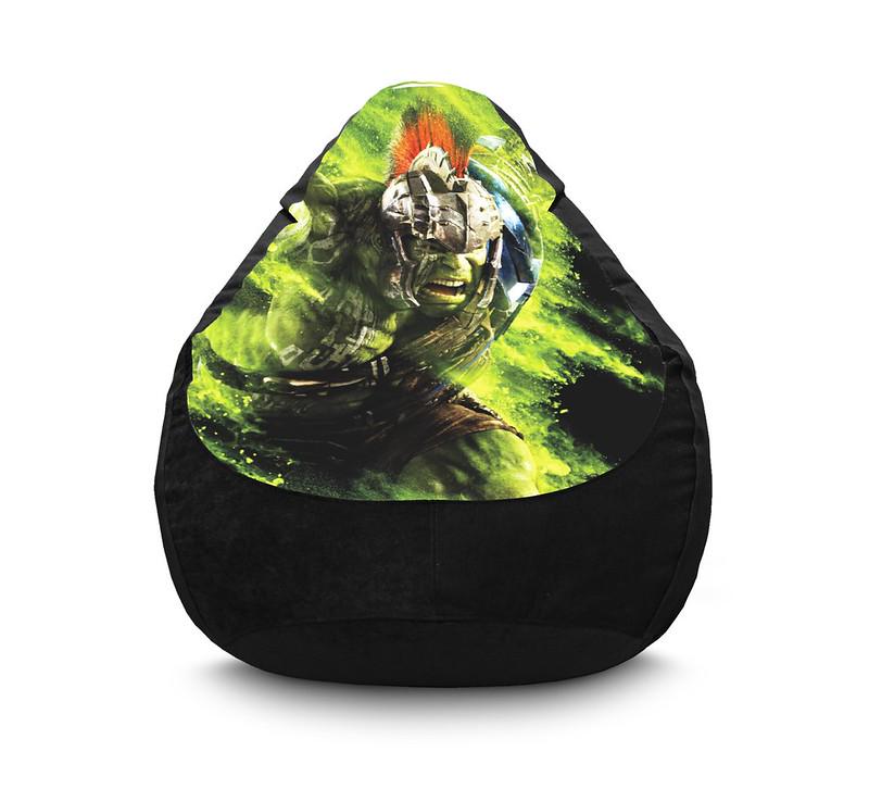 Кресло мешок iPuff Hulk Fury Флок XXL 90х125 см Черный