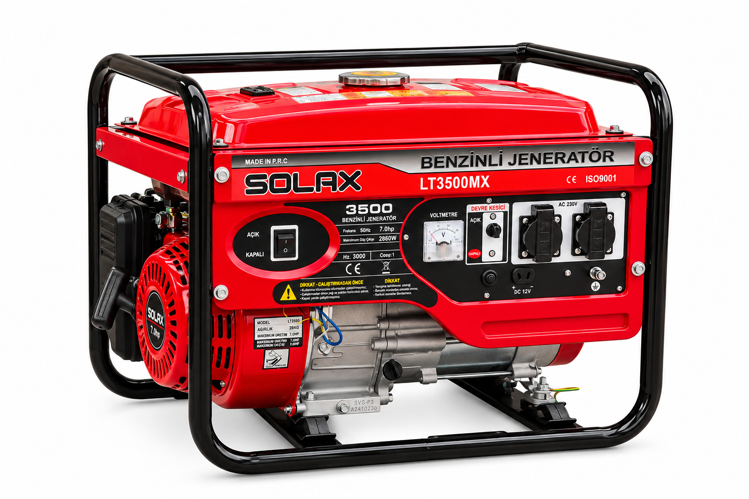 Генератор бензиновый однофазный SOLAX LT3500MX AVR с вольтметром и 2 розетками 230V 2,8 кВт (38398549)
