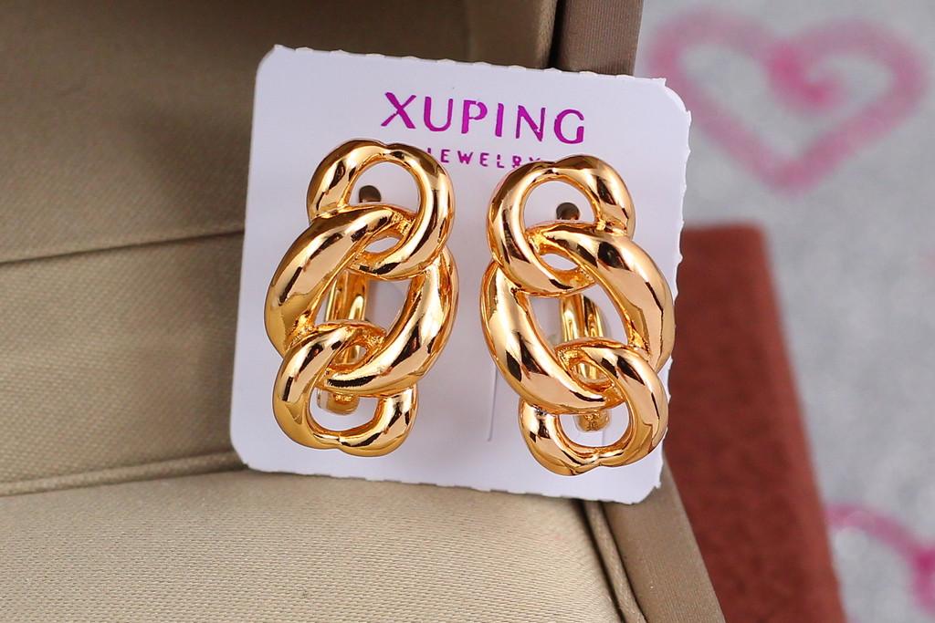 Серьги Xuping Jewelry Овальные звенья 1,9 см Золотистый (1597979690)