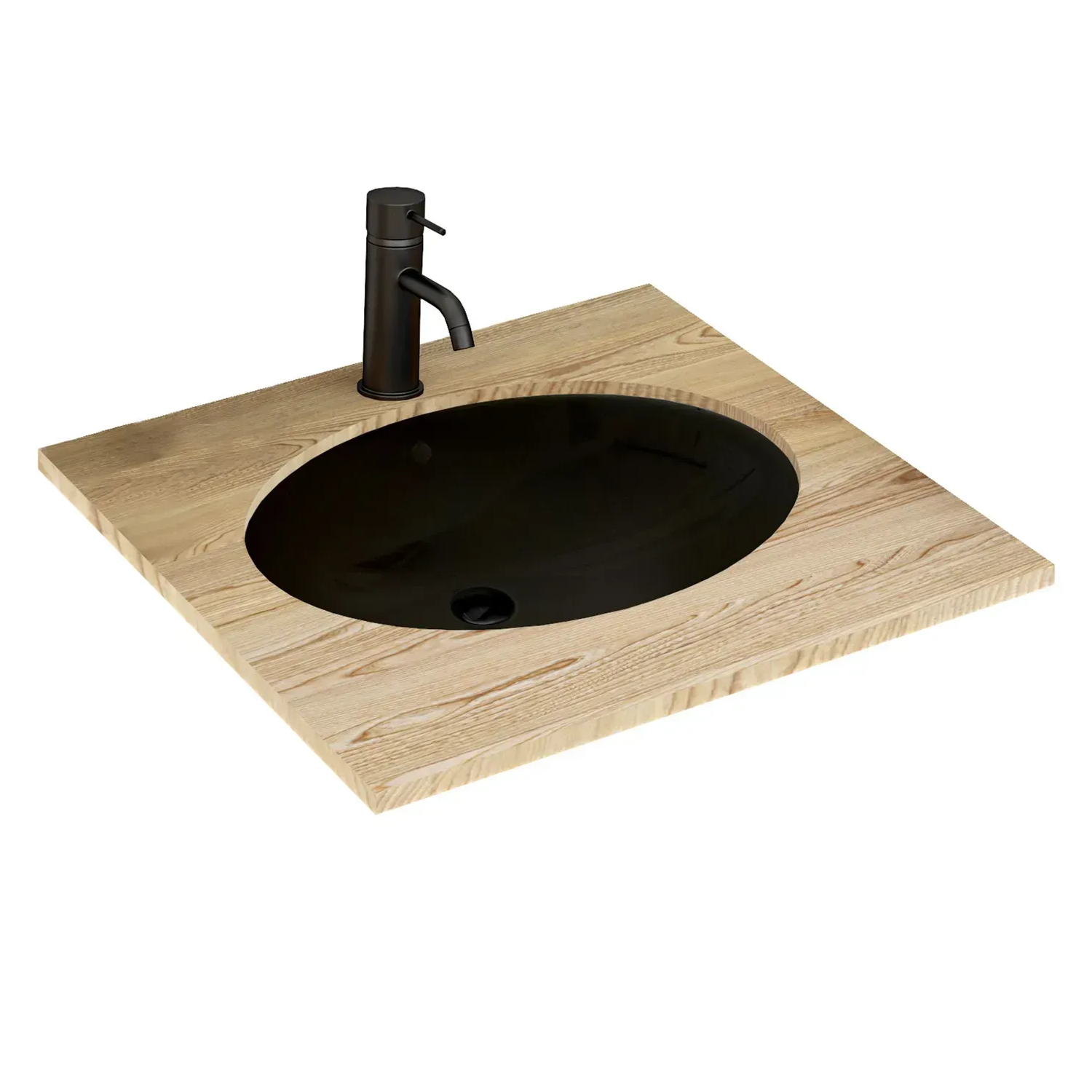 Умывальник врезной Rea Nel овальный 470x390 мм Черный (RM-REA-U1023)