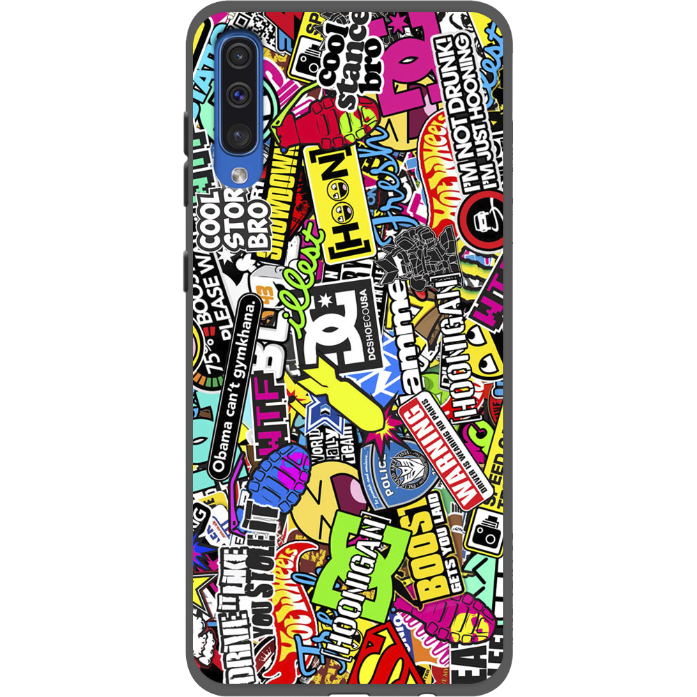 Чохол Boxface Samsung A505 Galaxy A50 Multicolored Inscriptions Чорний силікон (36417-up880-36628)