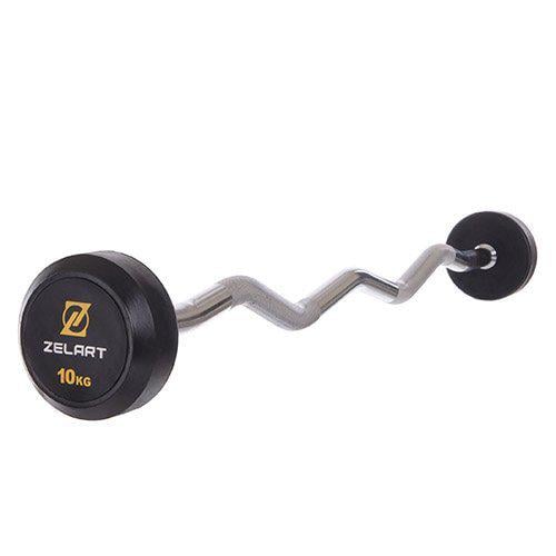 Штанга фиксированная изогнутая Rubber Coated Barbell Zelart TA-2687 10 кг Черный (58363067) - фото 1