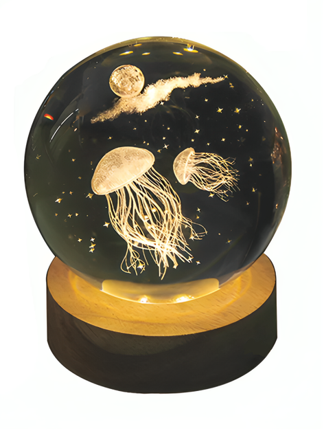 Нічник LED 3D Кришталева куля Медуза з підсвічуванням (400533)