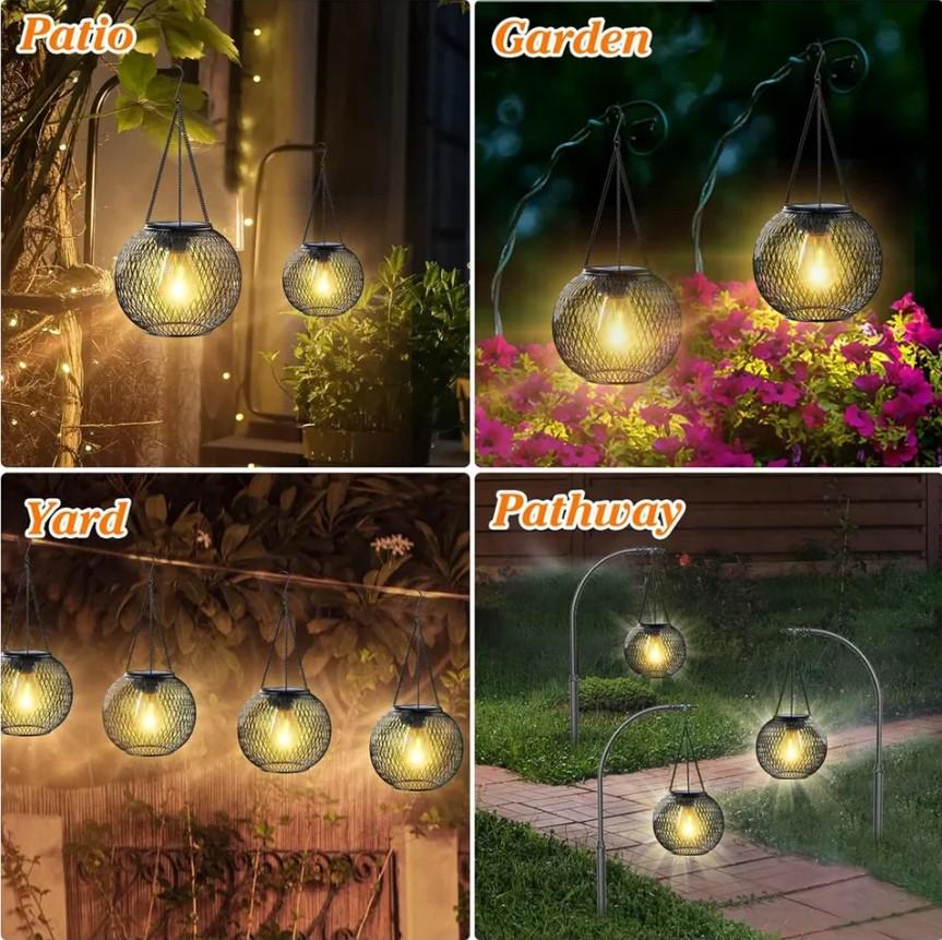 Фонарь-шар садовый подвесной Сфера металлическая на солнечной батарее Теплый Белый (1000-ZB-1018) - фото 5 Фонарь-шар садовый подвесной Сфера металлическая на солнечной батарее Теплый Белый (1000-ZB-1018) - фото 5