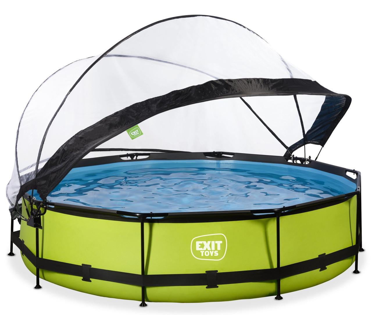 Бассейн круглый каркасный Exit Toys "Лайм" 360х76 см с куполом - фото 2