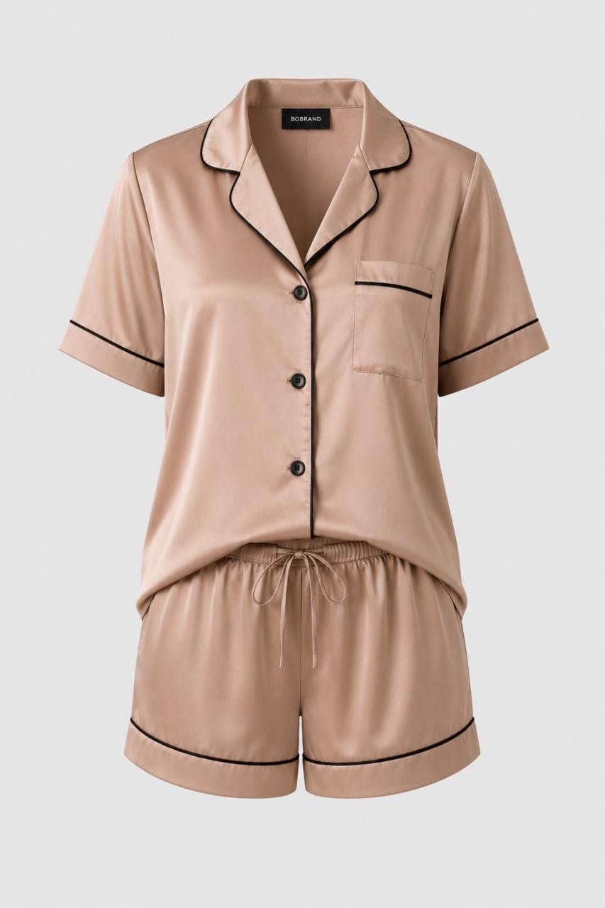 Піжама жіноча BO.Brand з шортами L Beige Silk (19361)