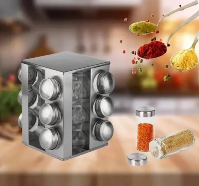 Набір ємностей для спецій Unique 12в1 на підставці квадратний (6-18-UN-1302) - фото 2 Набір ємностей для спецій Unique 12в1 на підставці квадратний (6-18-UN-1302) - фото 2