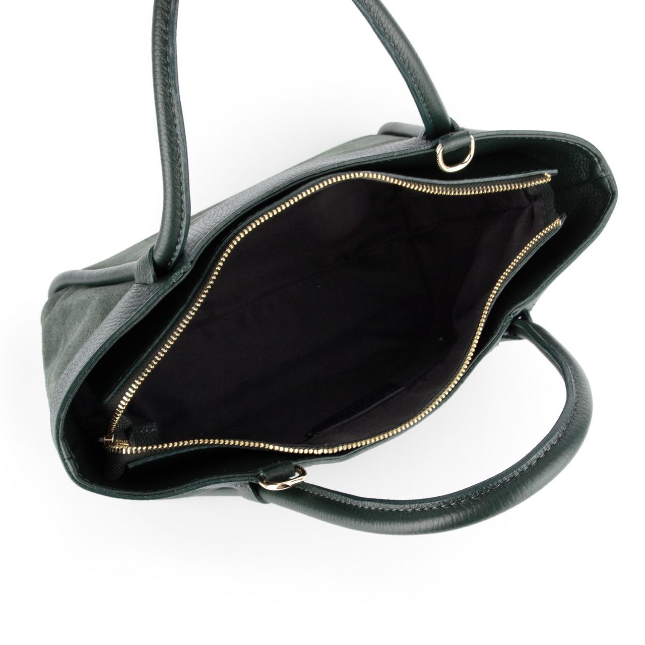 Сумка женская Virginia Conti замшевая с 2 ручками Темно-зеленый (04027) - фото 5 Сумка женская Virginia Conti замшевая с 2 ручками Темно-зеленый (04027) - фото 5