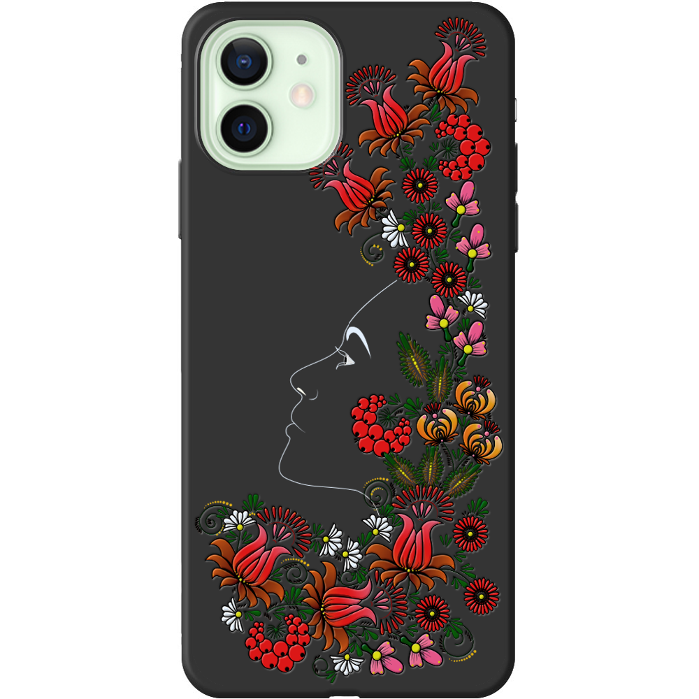 Чехол Boxface iPhone 12 mini 3D Ukrainian Muse Черный силикон (41084-bk64-41088)