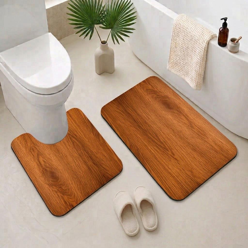 Набор ковриков для ванной DECOR Teak диатомитовый противоскользящий влагопоглощающий 2 шт. 60х40 и 50х50 см (7802921)