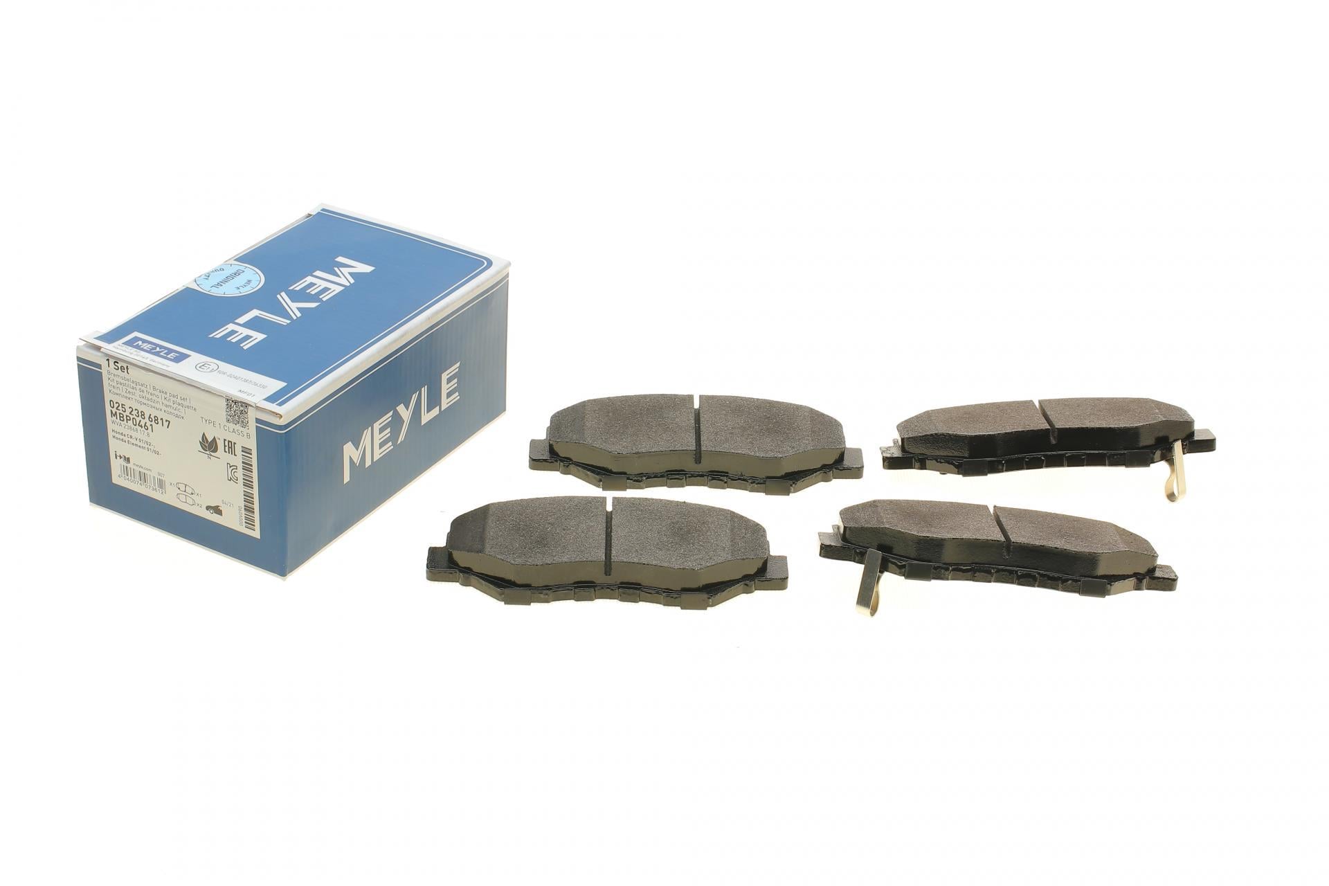 Колодки тормозные передние Meyle Honda Accord VII 03-08/CR-V II 01-07/CR-V IV 13-/Civic IX/X 14- (025 238 6817 MEYLE)