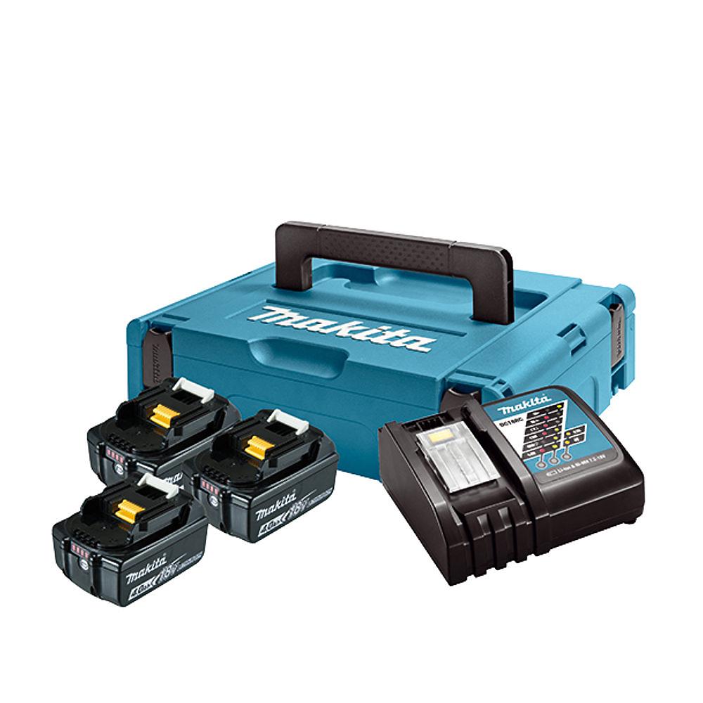 Набор аккумуляторов LXT Makita 197495-7 18 В 4 А ч 3 АКБ BL1840 и зарядное устройство DC18RC и Makpac кейс (4669)