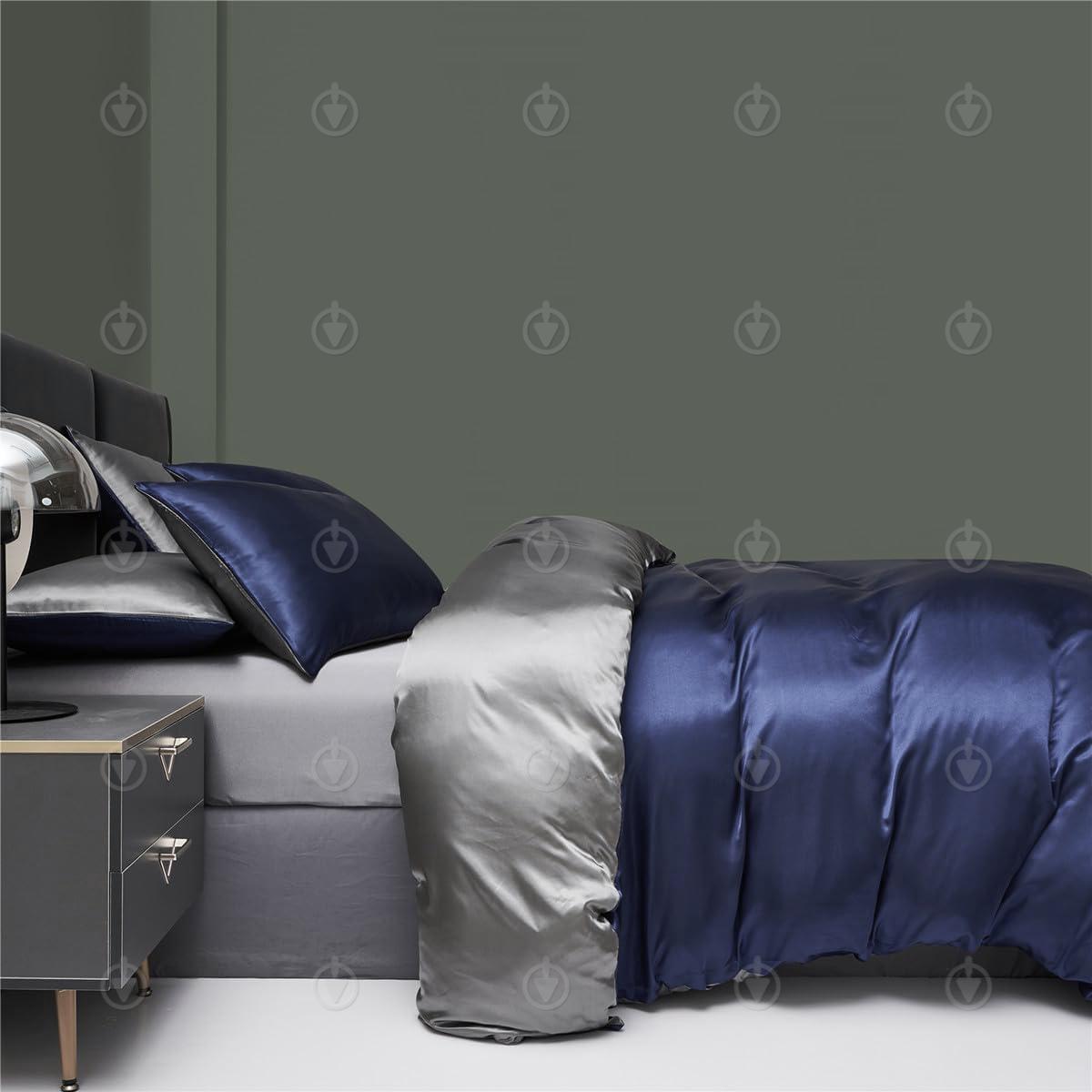 Комплект постільної білизни Moka Textile євро 4наволочки 50х70 см/70х70 см Синьо-срібний (2392405827) - фото 2 Комплект постільної білизни Moka Textile євро 4наволочки 50х70 см/70х70 см Синьо-срібний (2392405827) - фото 2