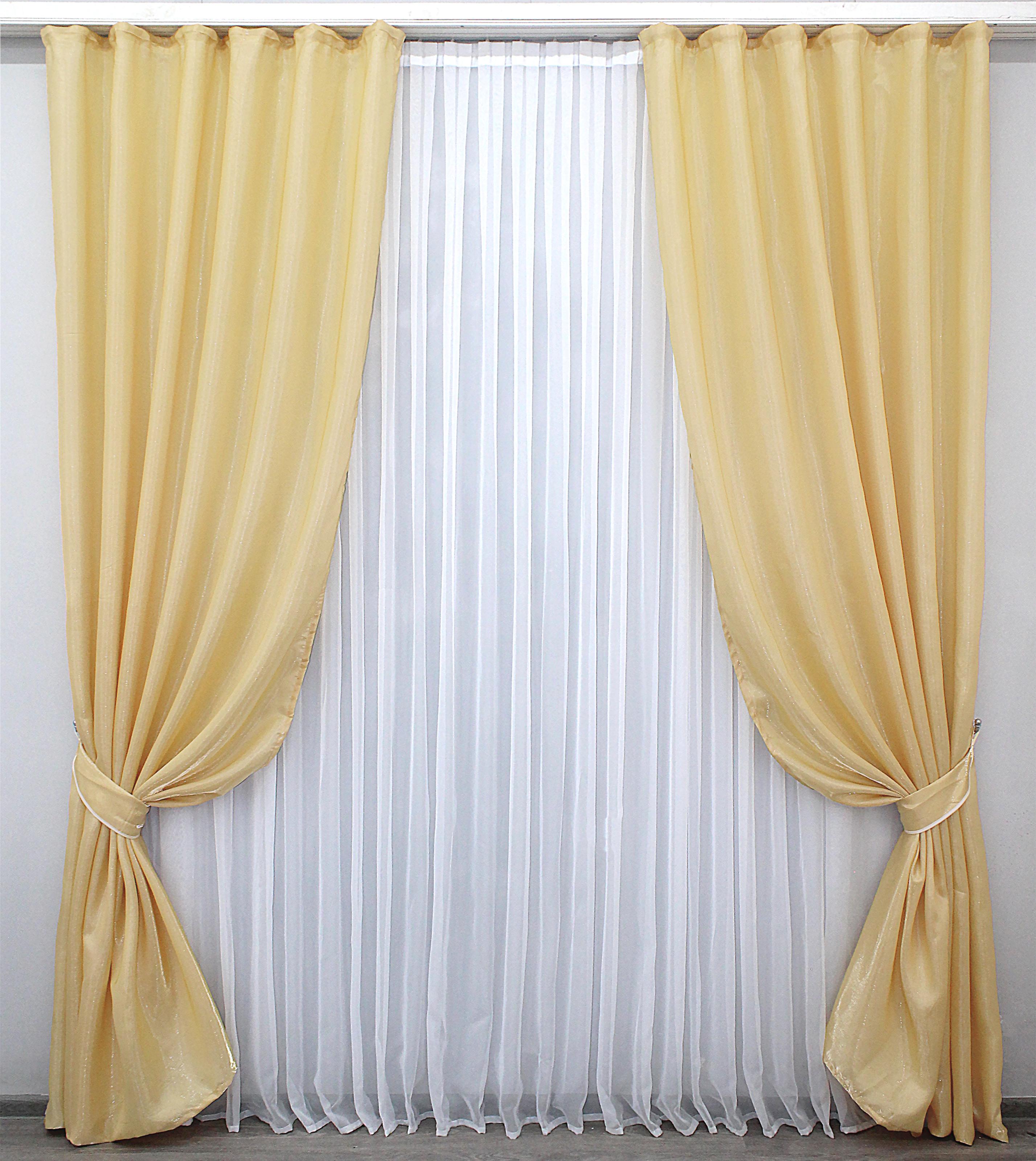 Комплект штор VR-Textil Атлас № 801ш монорей 150х270 см 2 шт. Золотистый (30-585) - фото 1