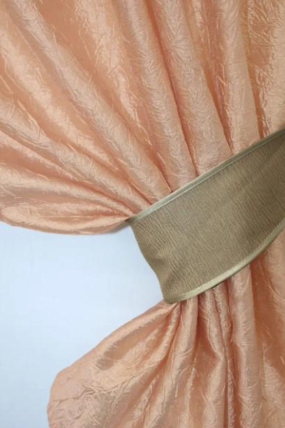 Шторки кухонные с ламбрекеном/подвязками 285х170 см Персиковый/Светло-кофейный (073к) - фото 2