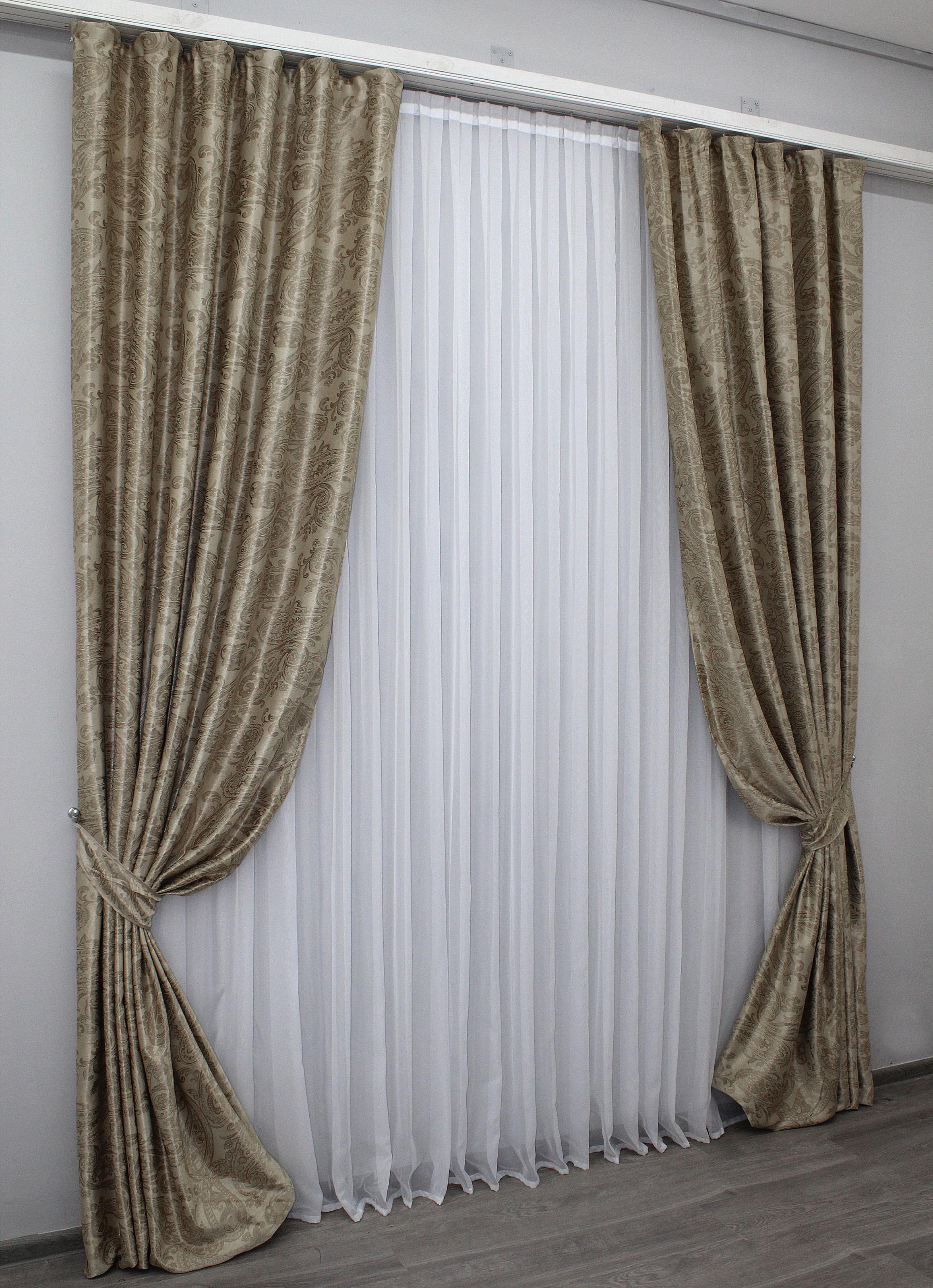 Комплект штор VR-Textil Дамаск № 1111ш блэкаут 150х280 см 2 шт. Бежевый (30-919)