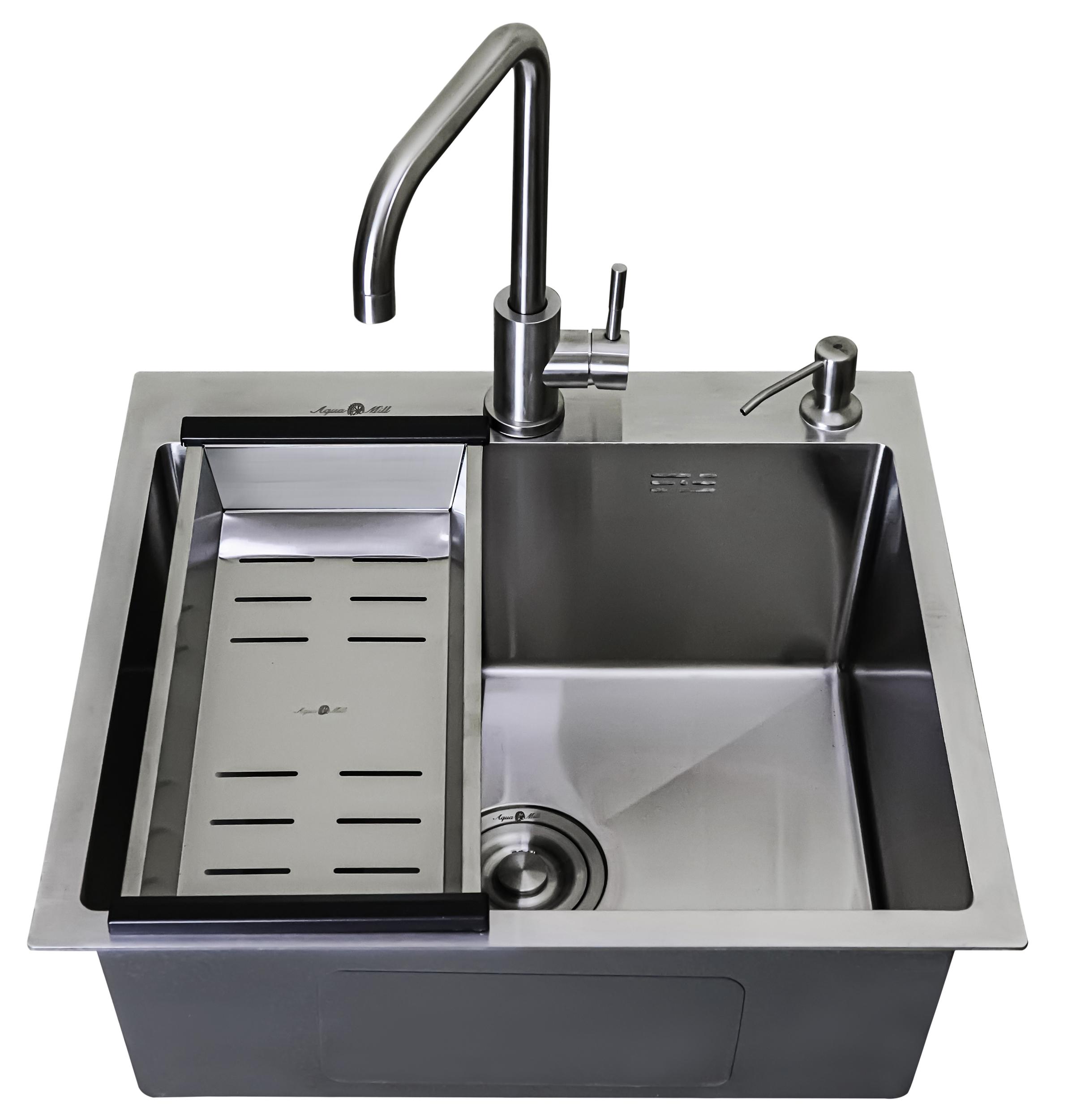 Мийка з нержавіючої сталі AQUAMILL TIRANA 54 змішувач GRAND/дозатор/колландер
