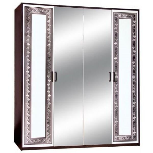 Распашной шкаф Світ Меблів Бася Новая 4ДЗ в спальню/прихожую 1830x605x2125 из ДСП цвет Черный/Белый принт Олимпия