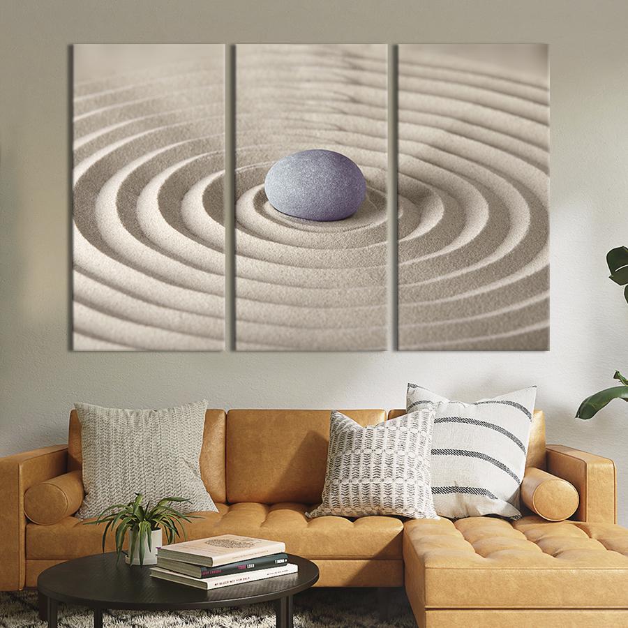 Картина модульная из 3 частей Круглый серый камень M 78x48 см (66-31)