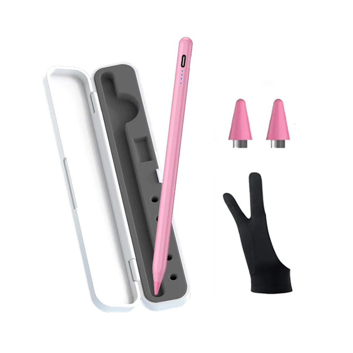 Стилус для планшета/мобильного телефона iOS/Android/Windows 2 наконечника/перчатка/кейс Белый/Бело-сиреневый (181001)