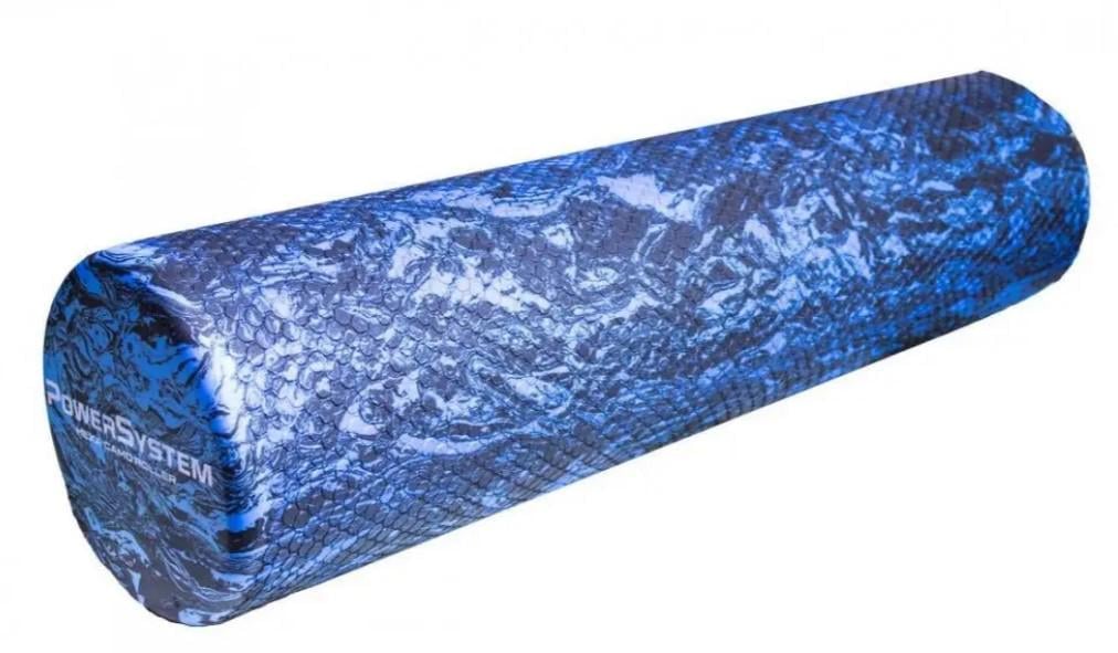 Массажный ролик гладкий Power System PS-4089 Hexa Camo Roller Black/Blue (60x15см)