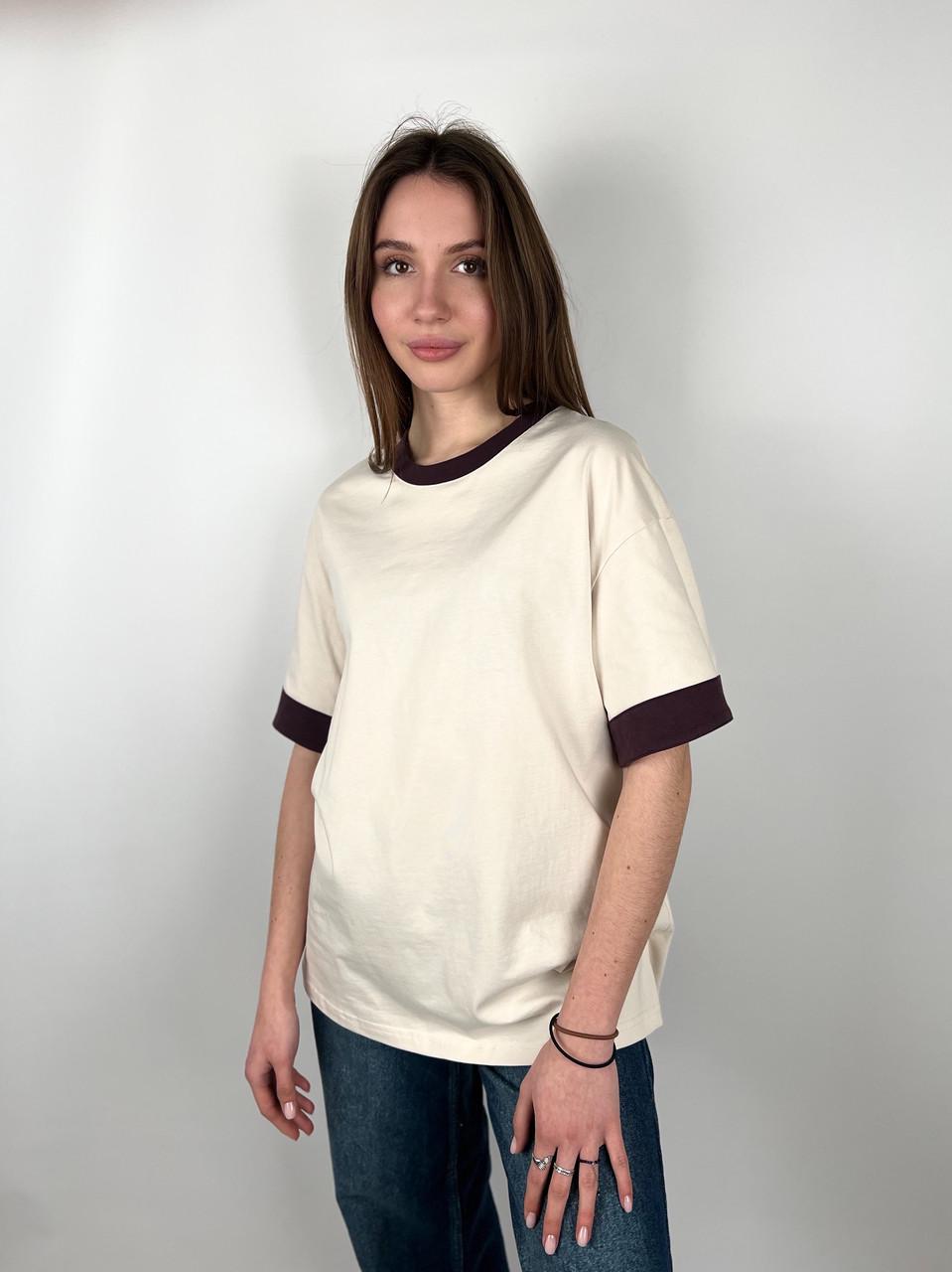 Футболка женская хлопковая Le Chat OS Бежевый (#25017-03) - фото 5 Футболка женская хлопковая Le Chat OS Бежевый (#25017-03) - фото 5